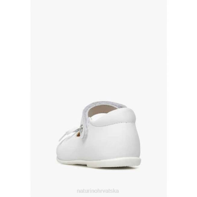 balet Naturino djeca ZF0X311 kožne balerinke s mašnom srebro