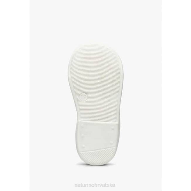 balet Naturino djeca ZF0X311 kožne balerinke s mašnom srebro