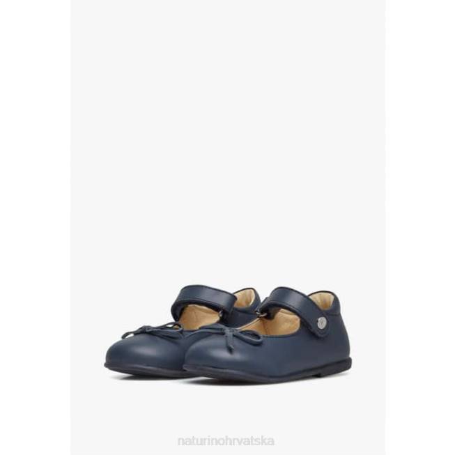 balet Naturino djeca ZF0X313 kožne balerinke s mašnom plava