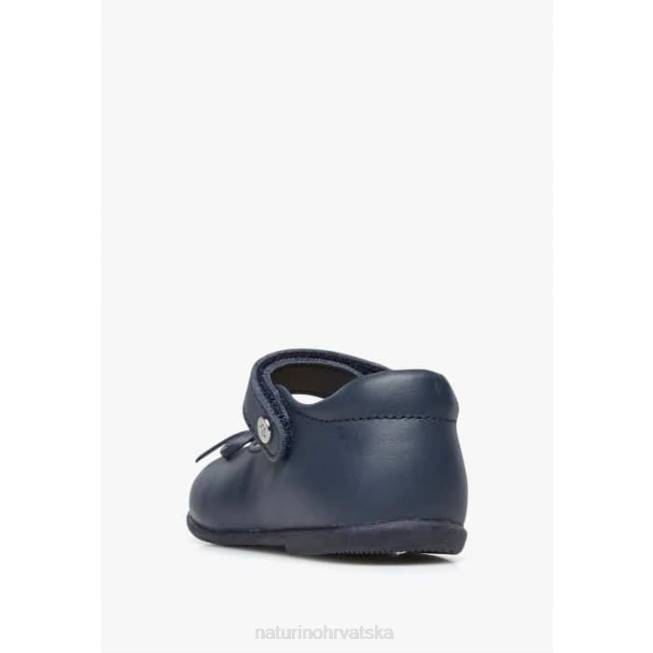 balet Naturino djeca ZF0X313 kožne balerinke s mašnom plava