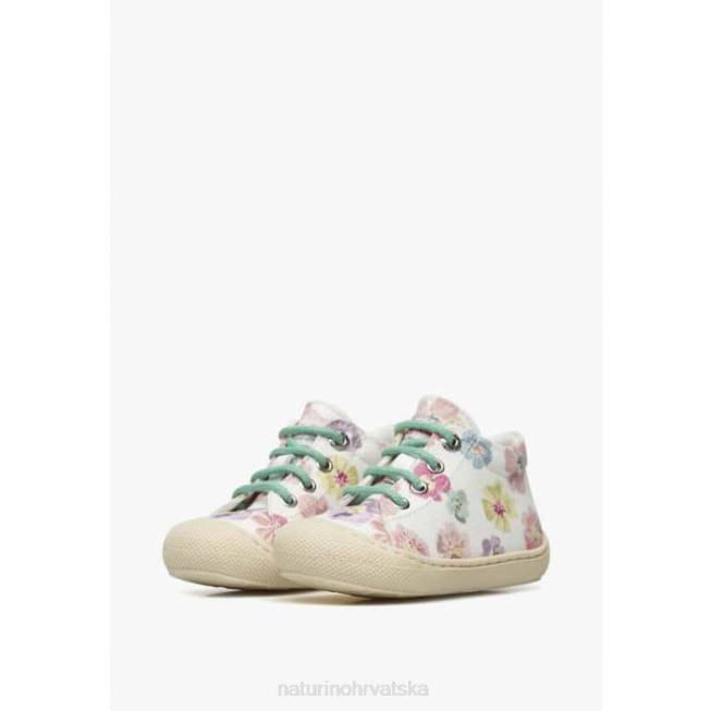 larve Naturino djeca ZF0X157 platnene cipele za prvi korak s cvjetnim printom bijela