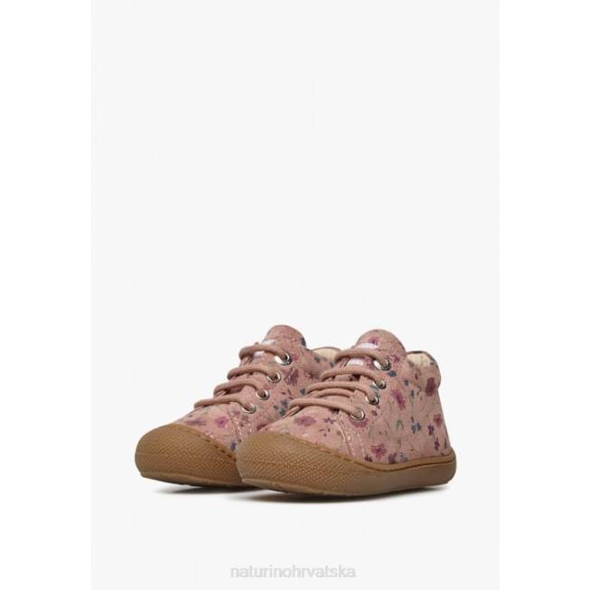 larve Naturino djeca ZF0X188 čizme za malu djecu od brušene kože s cvjetnim uzorkom starinska ružičasta