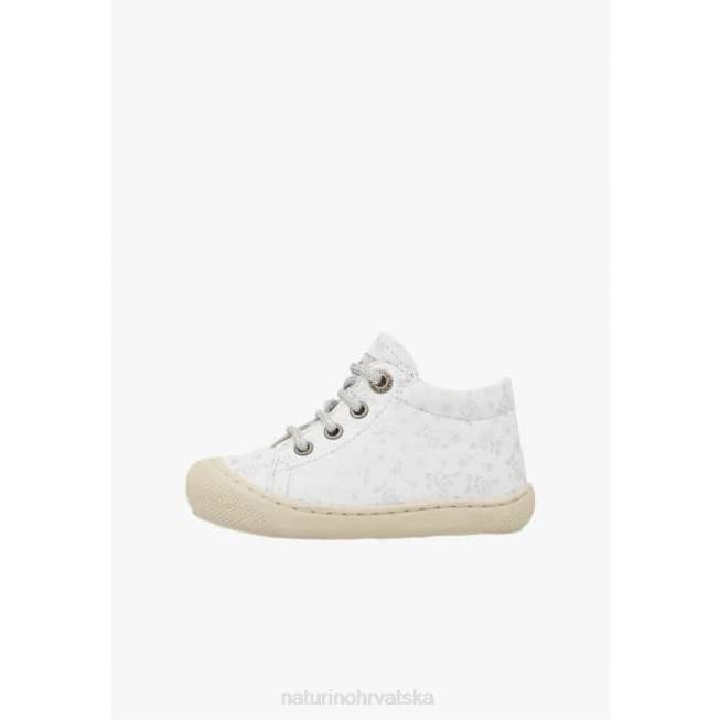 larve Naturino djeca ZF0X83 kožne cipele za prvi korak s printom ruža bijelo-srebrna