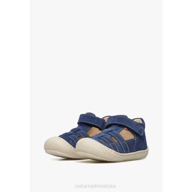 bede Naturino djeca ZF0X348 poluotvorene sandale od brušene kože svijetlo plava