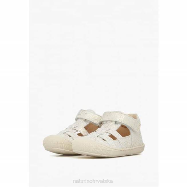 bede Naturino djeca ZF0X350 poluotvorene sandale od laminirane kože bijela