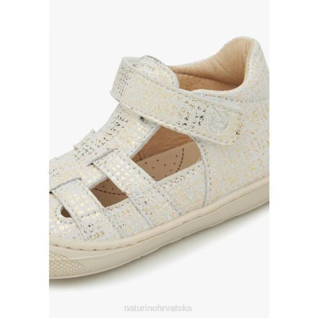 bede Naturino djeca ZF0X350 poluotvorene sandale od laminirane kože bijela