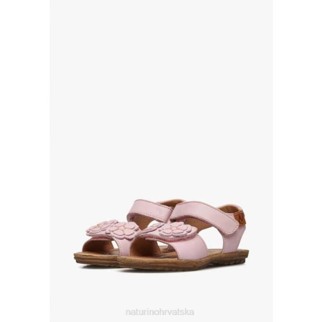 begonija Naturino djeca ZF0X229 sandale od nappa kože s apliciranim cvijećem ružičasta