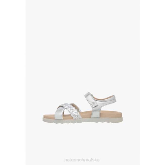 crvenkastocrvena Naturino djeca ZF0X550 metalne kožne sandale srebro