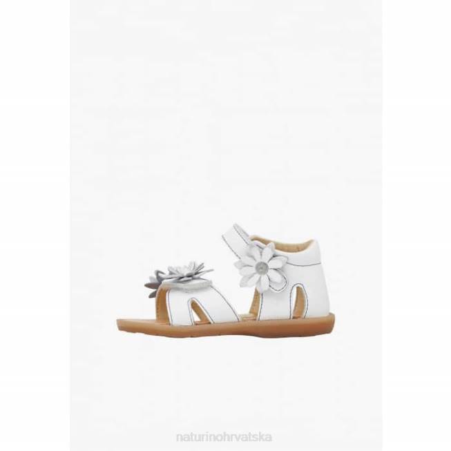 giamima Naturino djeca ZF0X253 kožne sandale s apliciranim cvijećem bijela