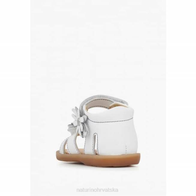 giamima Naturino djeca ZF0X253 kožne sandale s apliciranim cvijećem bijela