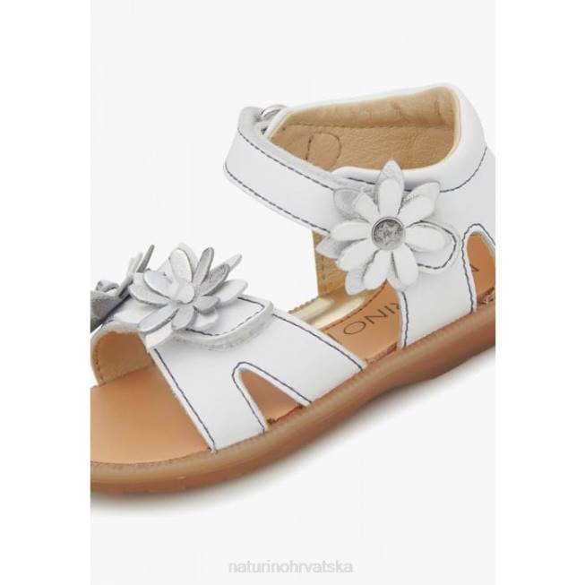 giamima Naturino djeca ZF0X253 kožne sandale s apliciranim cvijećem bijela
