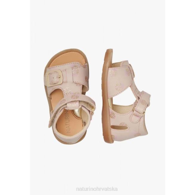 kvarco Naturino djeca ZF0X230 kožne sandale sa svjetlucavim printom puderasto ružičasta