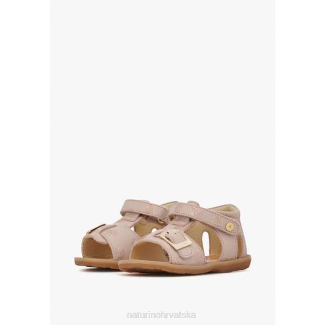 kvarco Naturino djeca ZF0X230 kožne sandale sa svjetlucavim printom puderasto ružičasta