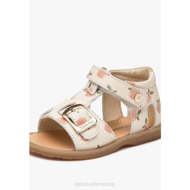 kvarco Naturino djeca ZF0X307 kožne sandale s printom marelice mlijeko