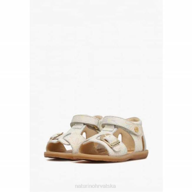 kvarco Naturino djeca ZF0X549 kožne sandale s printom cvijeća mlijeko
