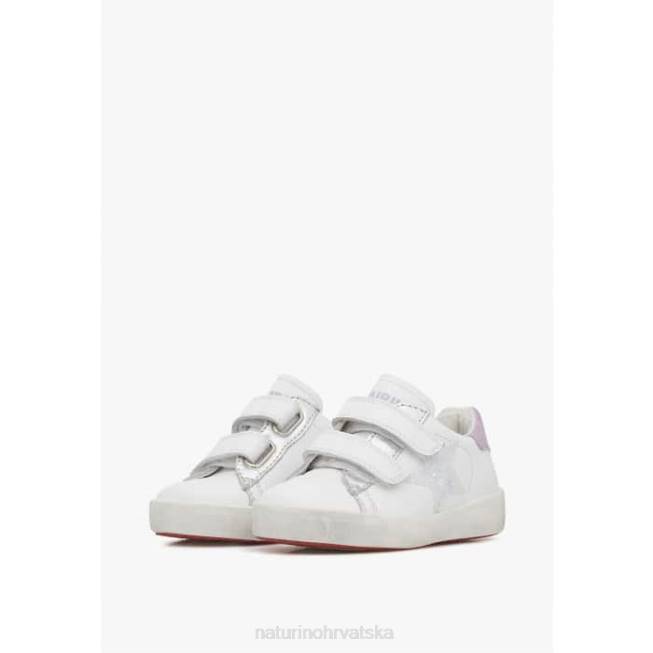 annie vl Naturino djeca ZF0X385 kožne tenisice sa zvjezdicom bijelo-lila