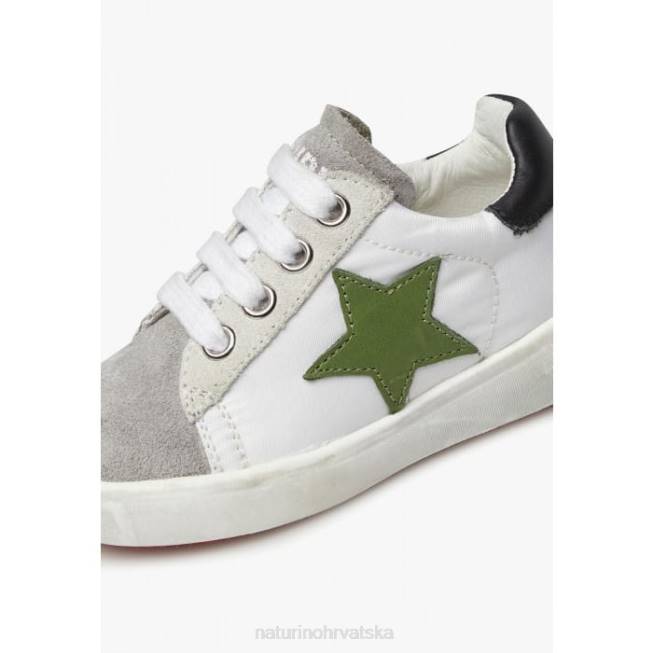 annie zip Naturino djeca ZF0X365 tenisice od kože i brušene kože sa zvjezdicom bijelo-siva