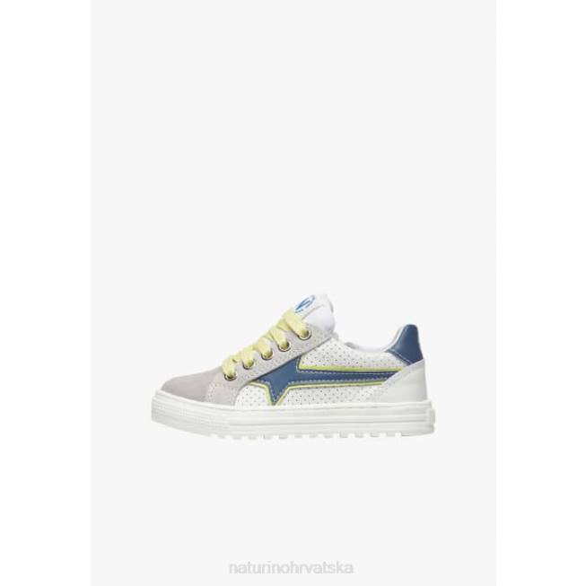 blitz zip. Naturino djeca ZF0X387 tenisice od kože i antilopa sivo-fluo zelena
