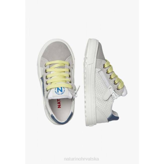 blitz zip. Naturino djeca ZF0X387 tenisice od kože i antilopa sivo-fluo zelena
