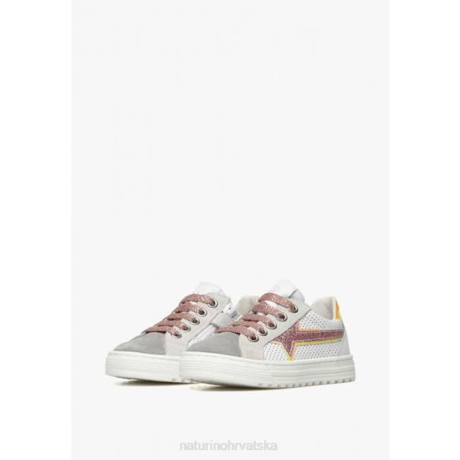 blitz zip. Naturino djeca ZF0X423 tenisice od kože i antilopa sivo-ružičasta