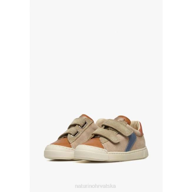 clarendon vl Naturino djeca ZF0X455 tenisice od kože i antilopa smeđe-golublje siva