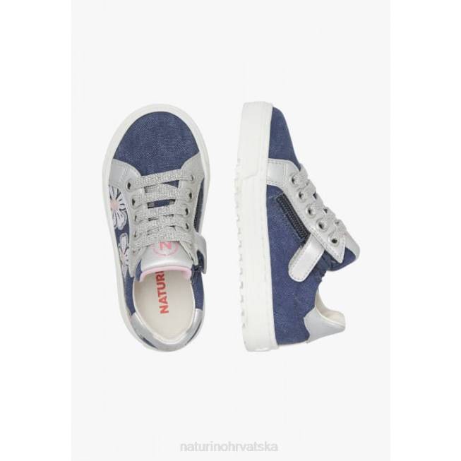 coris 2 zip. Naturino djeca ZF0X402 tenisice od kože i tkanine nebesko plavo-srebrna