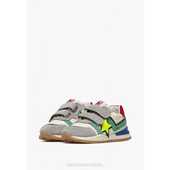 evon vl Naturino djeca ZF0X442 tenisice od antilopa i tkanine sivo-krem