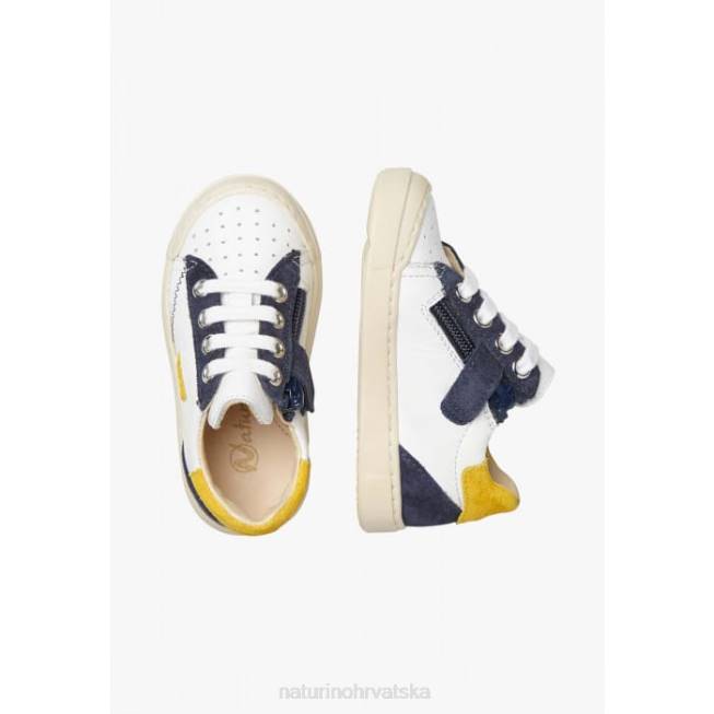 faluk zip Naturino djeca ZF0X476 tenisice od kože i antilopa bijelo-plava