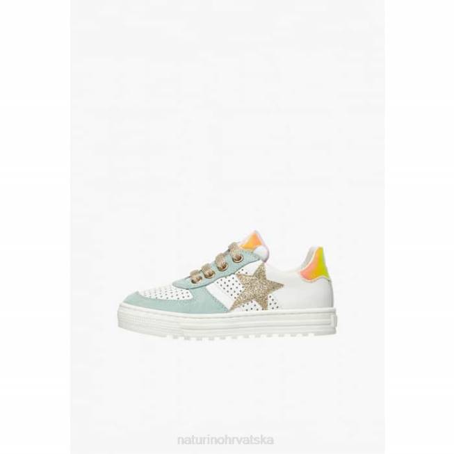hess zip. Naturino djeca ZF0X465 kožne i antilop tenisice s patentnim zatvaračem bijelo-tirkizno