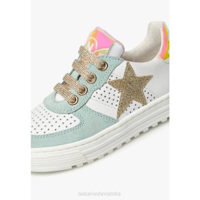 hess zip. Naturino djeca ZF0X465 kožne i antilop tenisice s patentnim zatvaračem bijelo-tirkizno