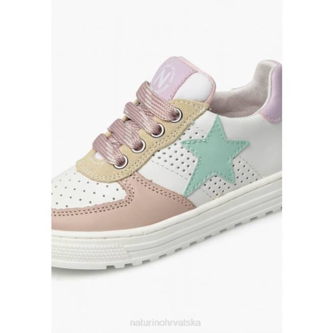 hess zip. Naturino djeca ZF0X487 perforirane kožne tenisice sa zvijezdom s patentnim zatvaračem bijelo-puder roza