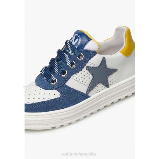 hess zip. Naturino djeca ZF0X512 perforirane kožne i sued tenisice s patentnim zatvaračem bijelo-plava