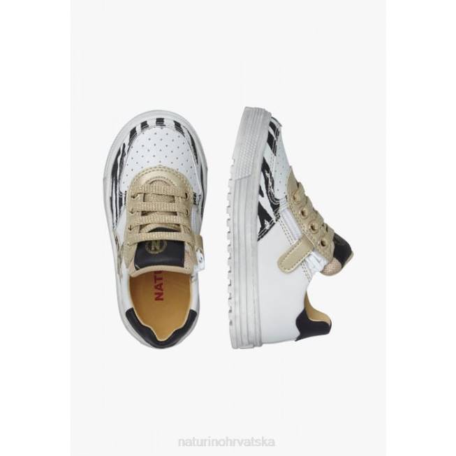 hess zip. Naturino djeca ZF0X521 perforirane kožne tenisice sa životinjskim detaljima bijelo-platinasti