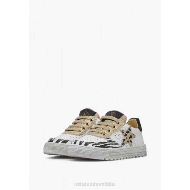 hess zip. Naturino djeca ZF0X521 perforirane kožne tenisice sa životinjskim detaljima bijelo-platinasti