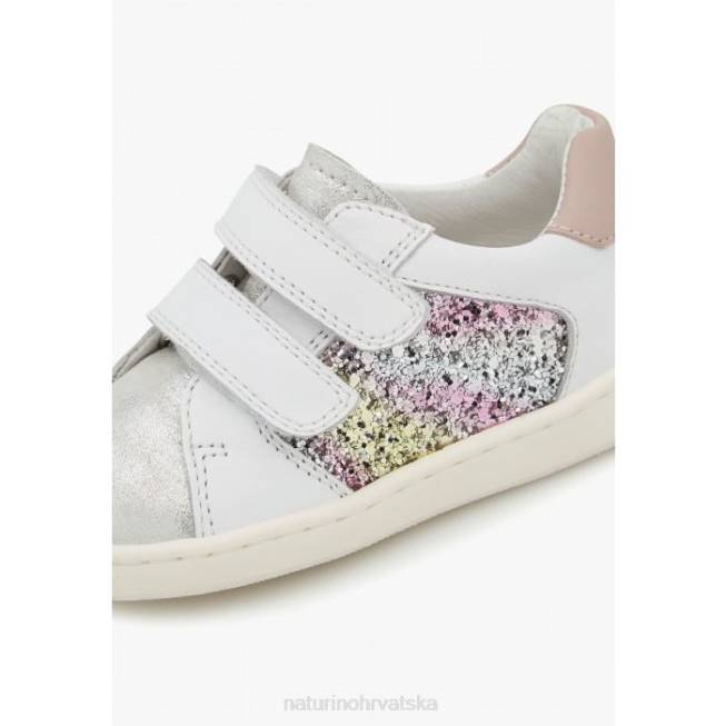 kozuc vl Naturino djeca ZF0X405 tenisice od kože i antilopa srebrnobijela